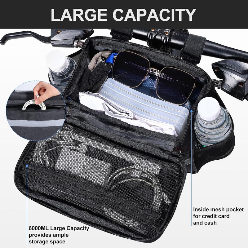 Zyxformis Bike Handlebar Bag, 6L Phone Cycling Mount Front Bags with TPU Touch Screen Phone Holder, Water Resistant Bicycle Storage Bag Bicycle Basket with Reflective strip for Bike Scooter E-bike - Image 5